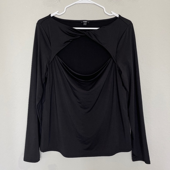 Express Body Contour Top Women's XL Black Cutout Twisted Front Long Sleeve - Picture 1 of 9